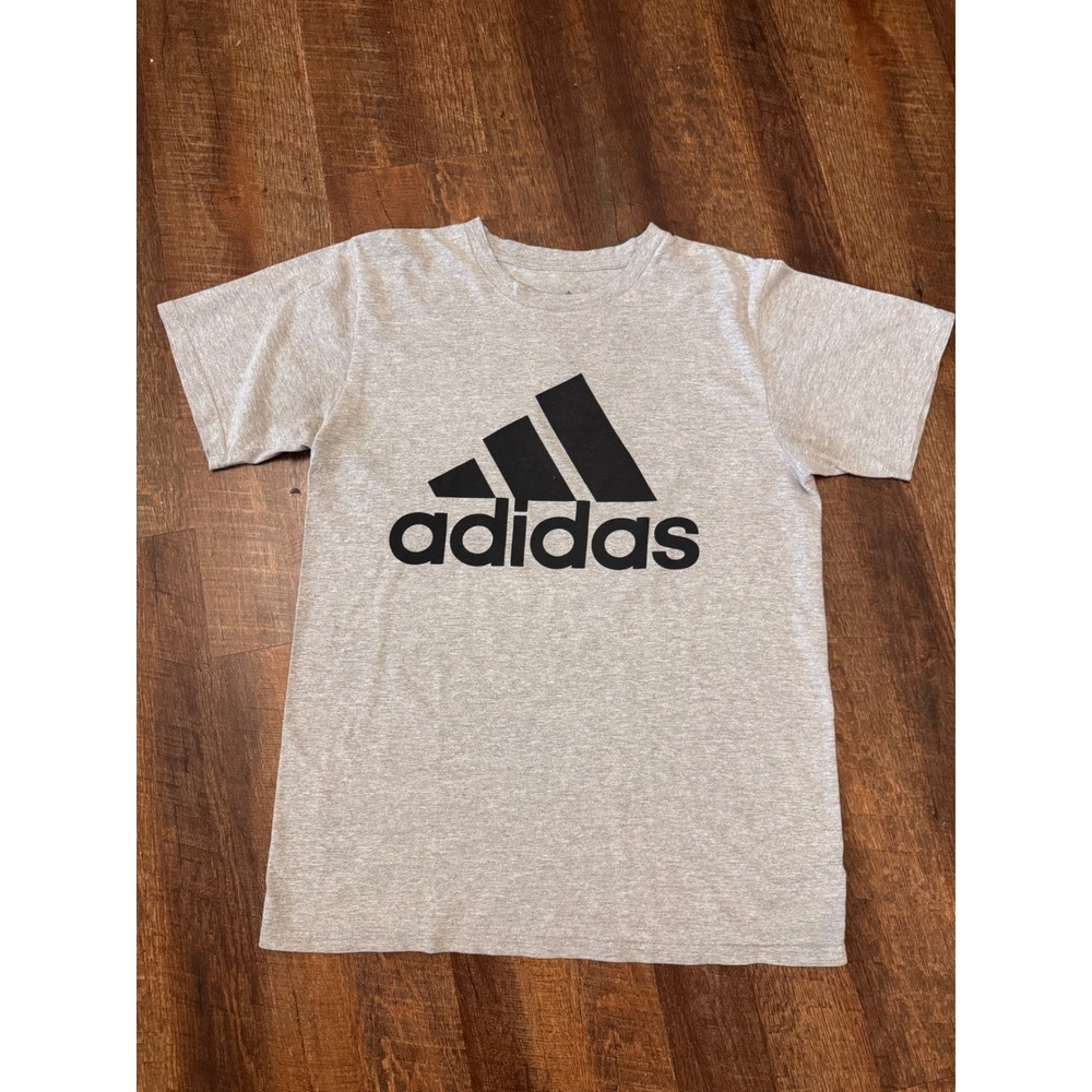 Adidas Men's Medium Gray Logo Graphic T-Shirt Short Sleeve Athletic Casual